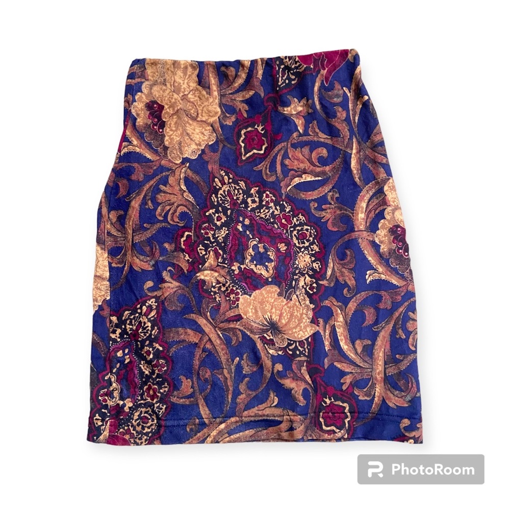 Express Velvet Stretch Mini Skirt Purple Gold Pattern 90’s